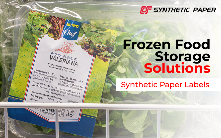 Synthetic paper tags and labels used in frozen food Storage
